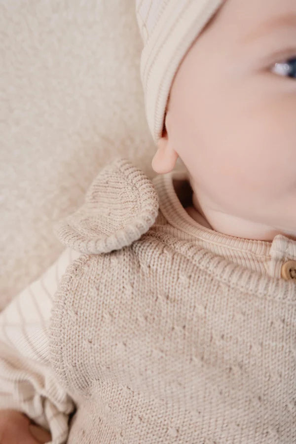 Knitted one-piece dungarees - Soft Beige Melee