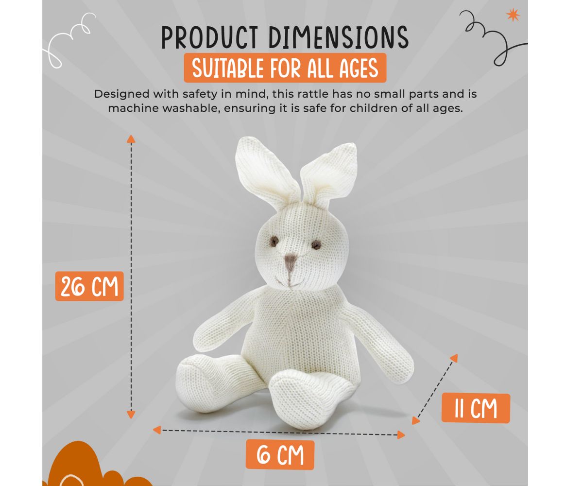 Knitted Organic Cotton Bunny Rabbit Rattle