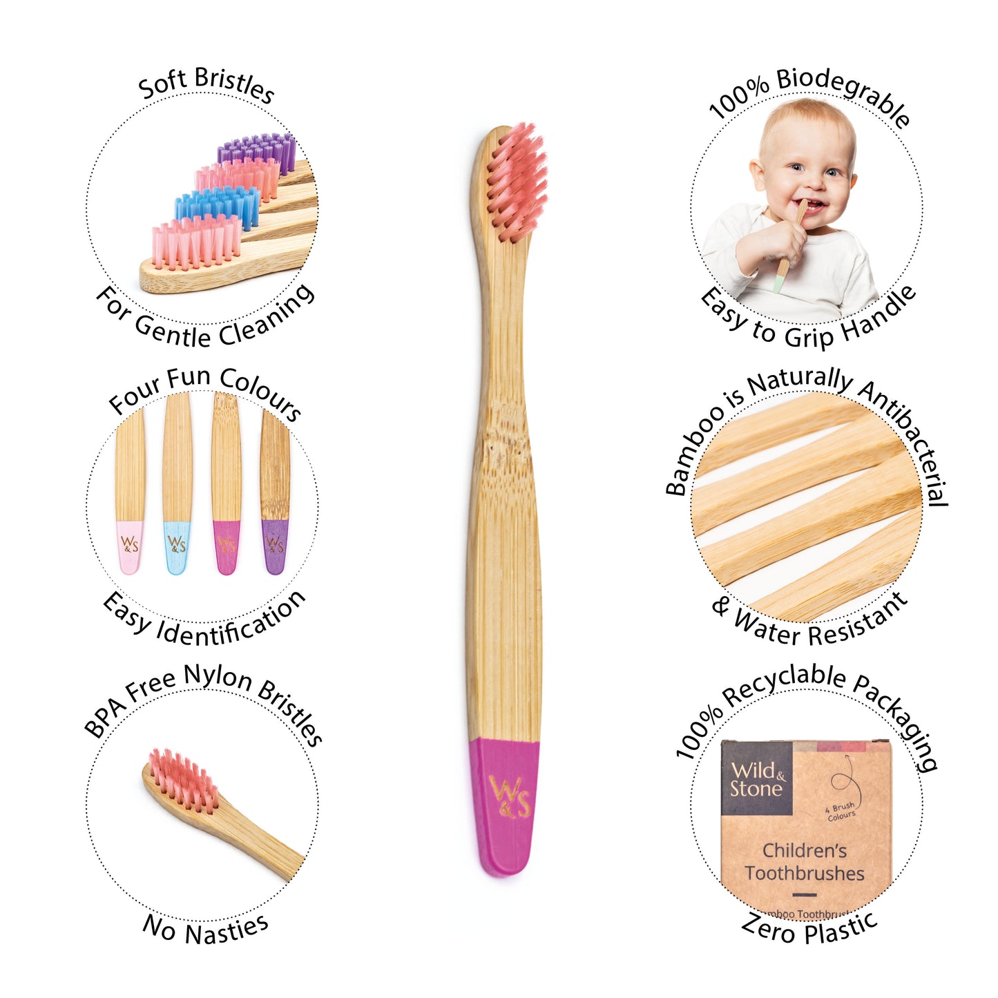 Baby Bamboo Toothbrush - 4 Pack