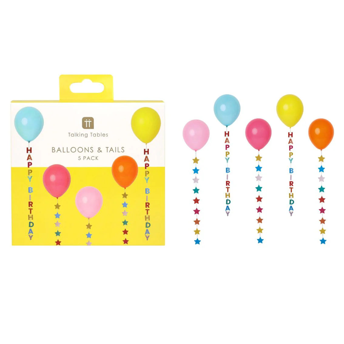 Birthday Balloons with Tails - Pack of 5