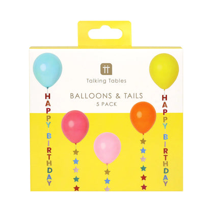 Birthday Balloons with Tails - Pack of 5