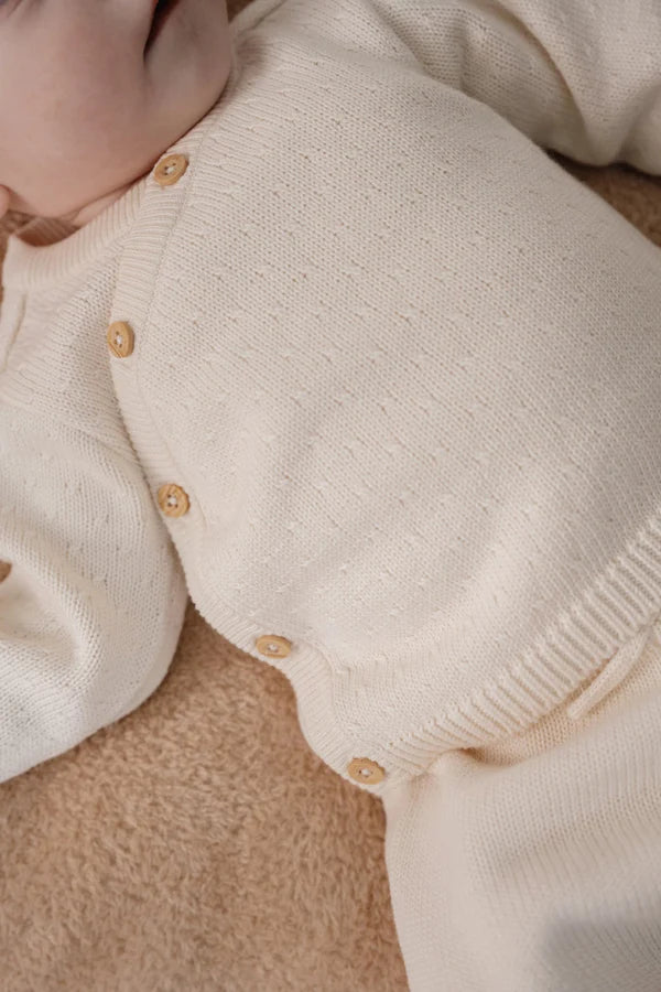Knitted cardigan wrap - Off White and Soft Beige