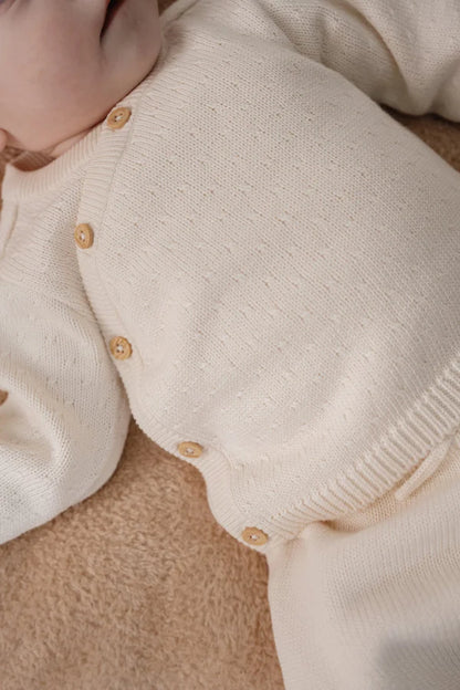 Knitted cardigan wrap - Off White and Soft Beige