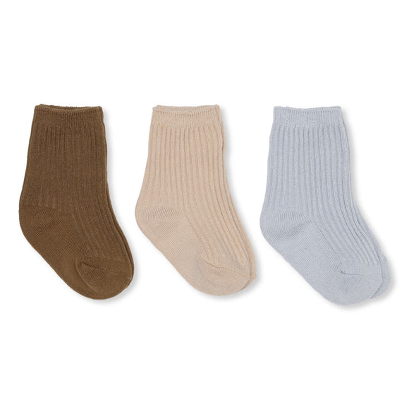 Ribbed Socks (3 Pack) - Bronze Brown