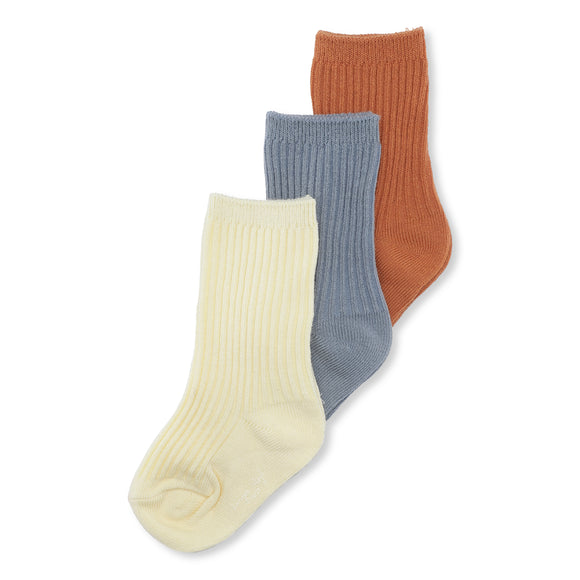 Ribbed Socks (3 Pack) - Biscuit/Blue/Lemon